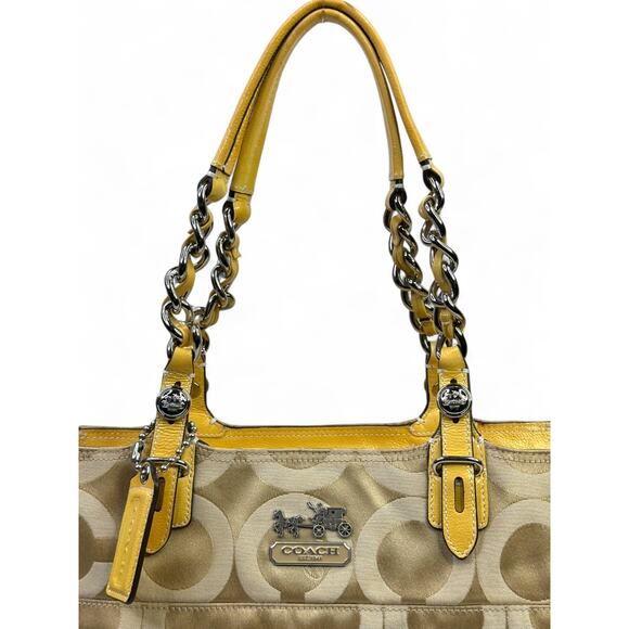 Coach Y2K Madison Tribeca Op Art Gold Sateen & Patent Leather Tote - Picture 2 of 16